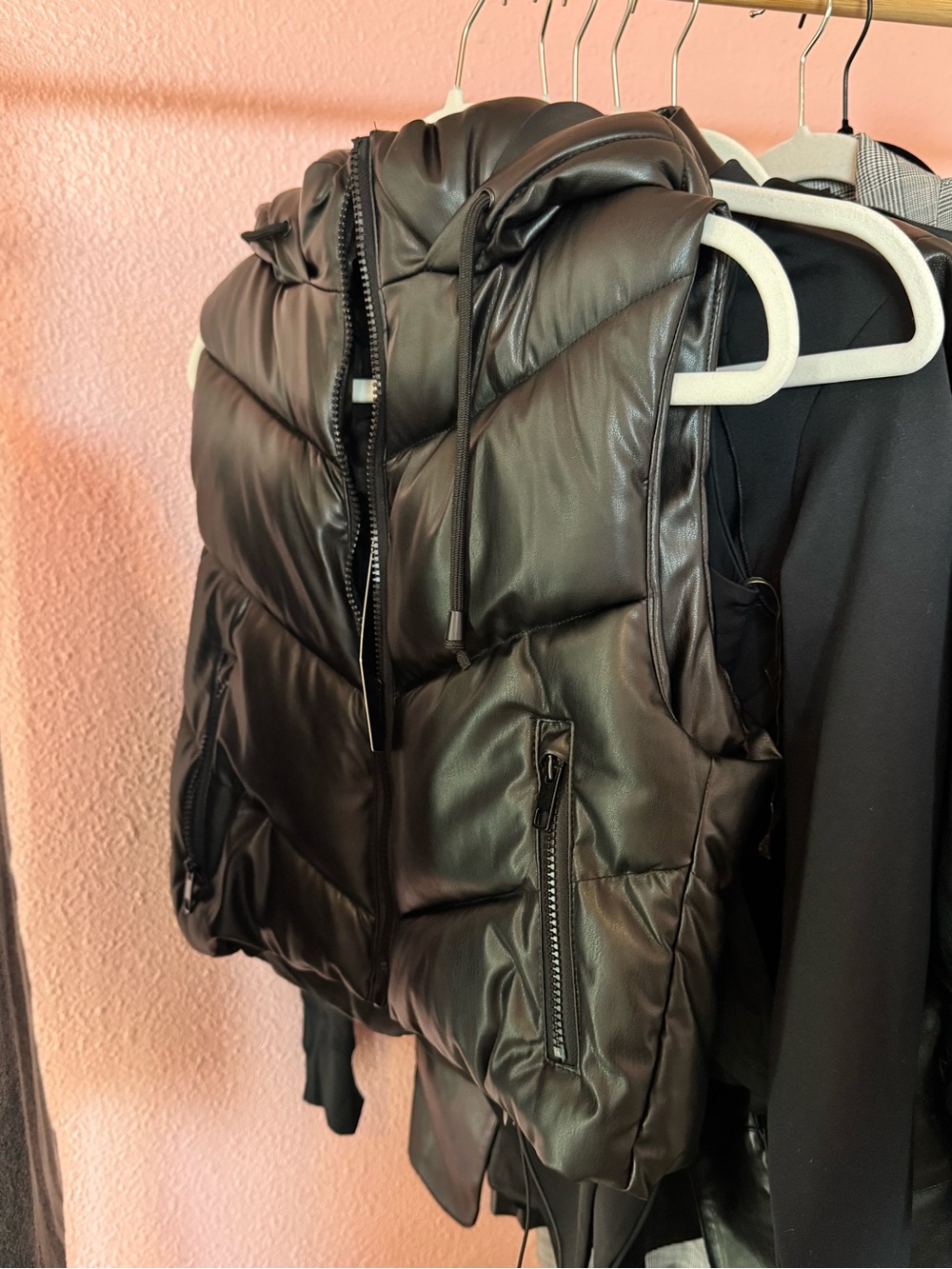 Women’s Black Puffer Vest with Hood